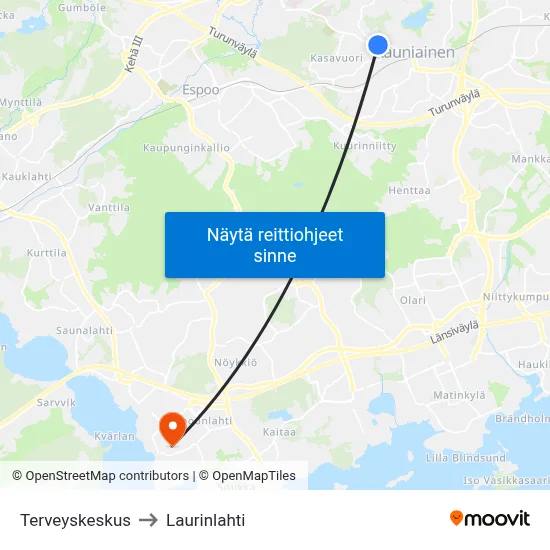 Terveyskeskus to Laurinlahti map