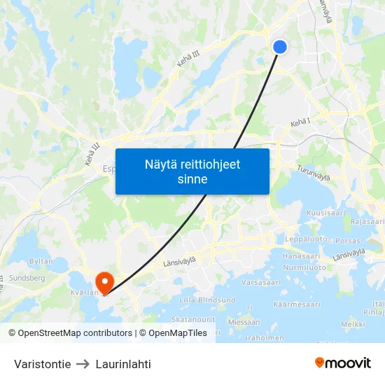 Varistontie to Laurinlahti map