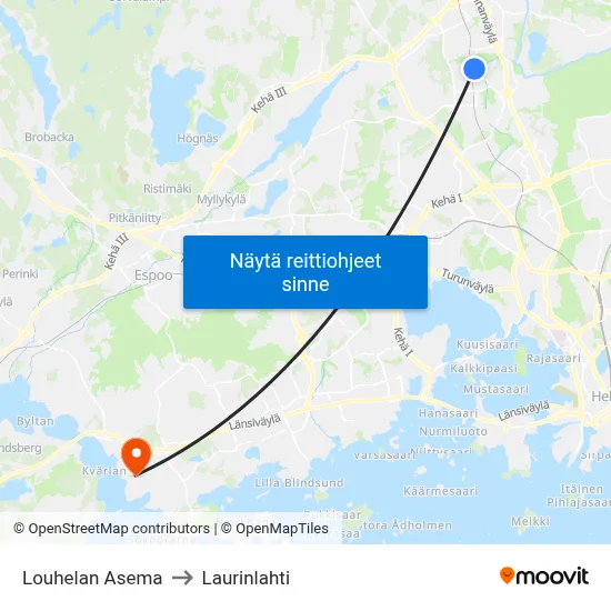 Louhelan Asema to Laurinlahti map