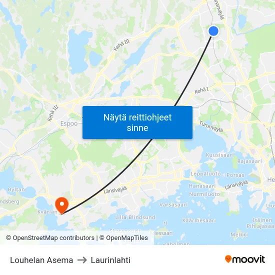 Louhelan Asema to Laurinlahti map
