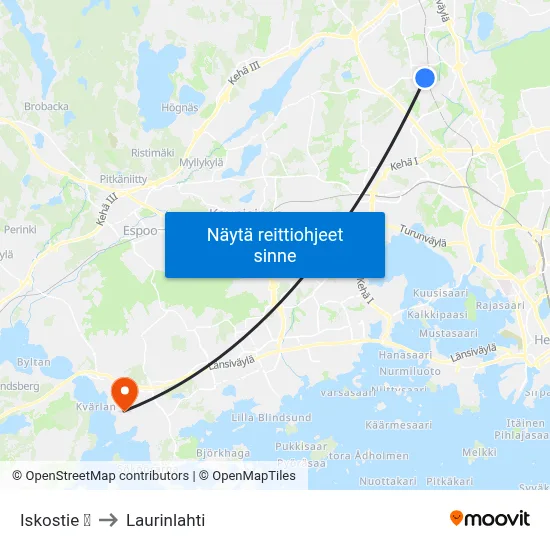Iskostie 🛍️ to Laurinlahti map