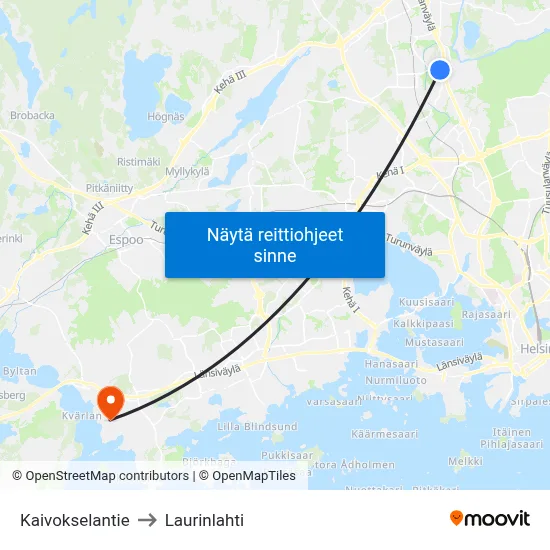 Kaivokselantie to Laurinlahti map