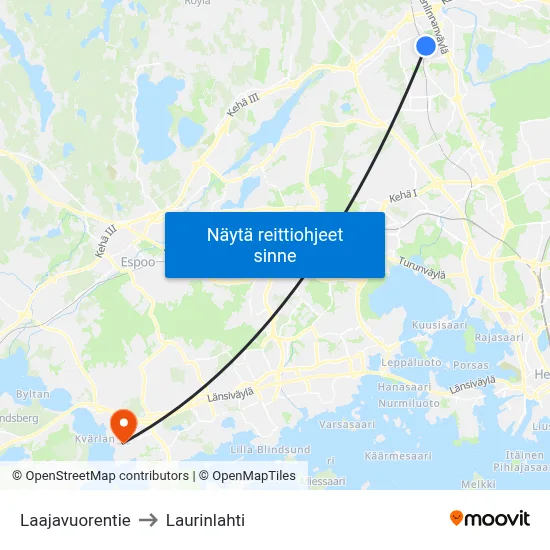 Laajavuorentie to Laurinlahti map