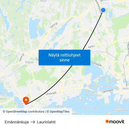 Emännänkuja to Laurinlahti map