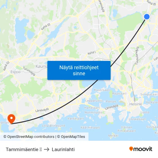 Tammimäentie 🛒 to Laurinlahti map