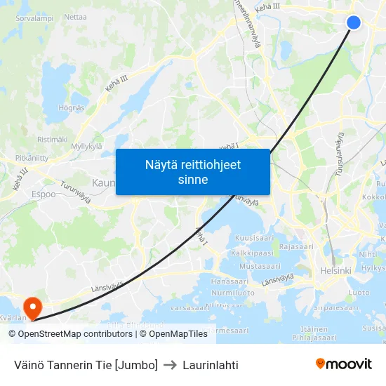 Väinö Tannerin Tie 🛍️ to Laurinlahti map