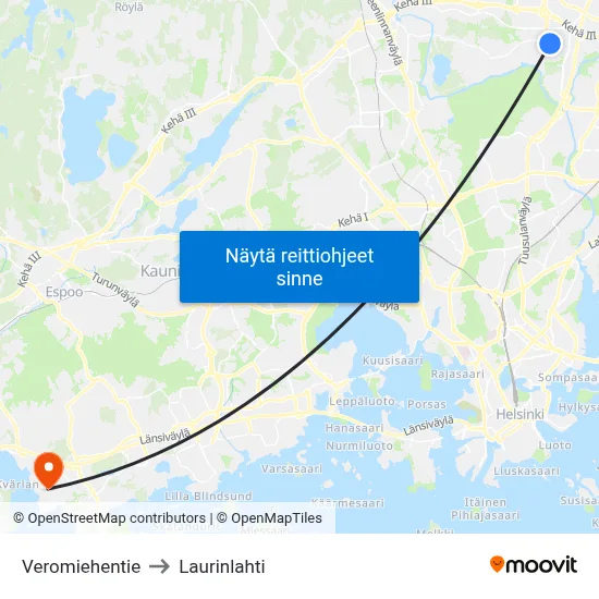 Veromiehentie to Laurinlahti map