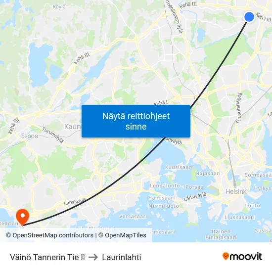 Väinö Tannerin Tie  🛍️ to Laurinlahti map