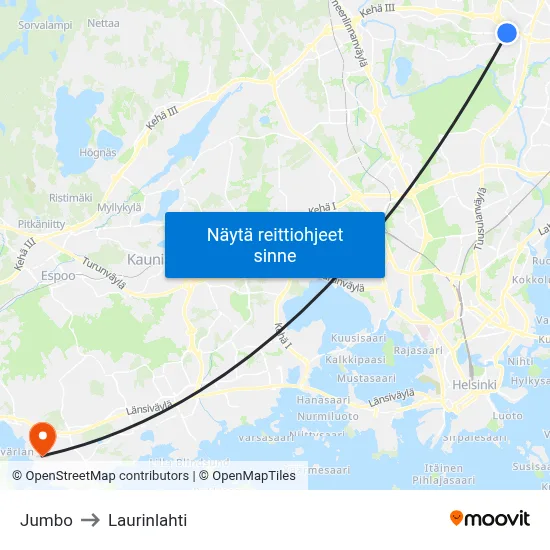Jumbo 🛍️ to Laurinlahti map