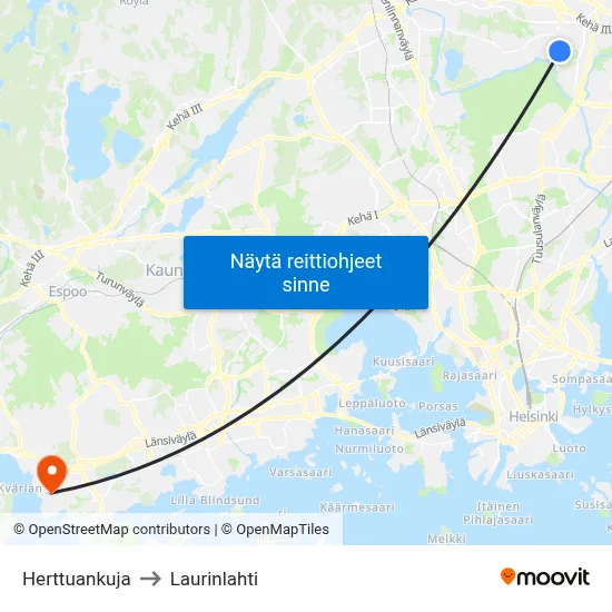 Herttuankuja to Laurinlahti map