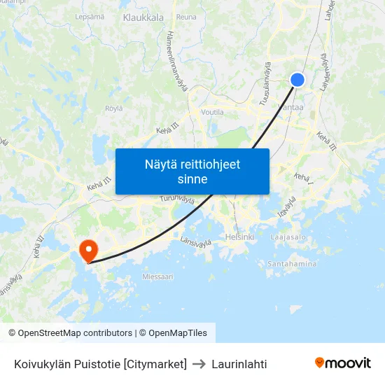 Koivukylän Puistotie [Citymarket] to Laurinlahti map