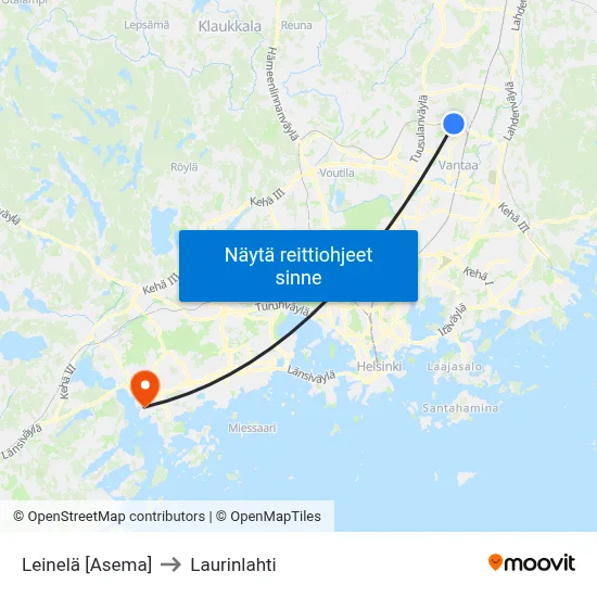 Leinelä [Asema] to Laurinlahti map