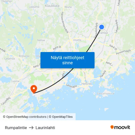 Rumpalintie to Laurinlahti map