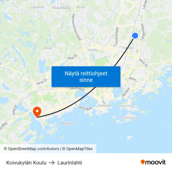 Koivukylän Koulu to Laurinlahti map