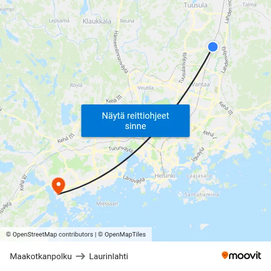 Maakotkanpolku to Laurinlahti map
