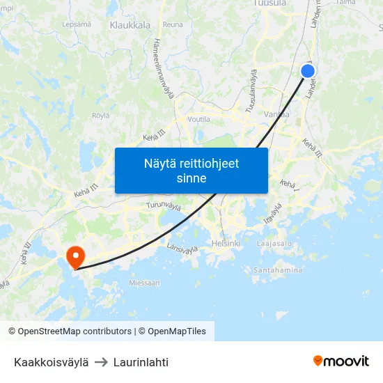 Kaakkoisväylä to Laurinlahti map