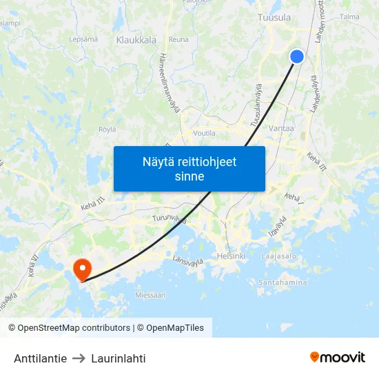Anttilantie to Laurinlahti map