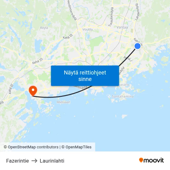 Fazerintie to Laurinlahti map