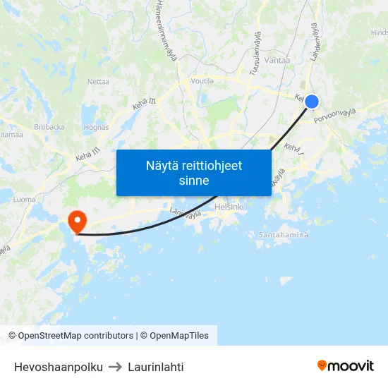 Hevoshaanpolku to Laurinlahti map