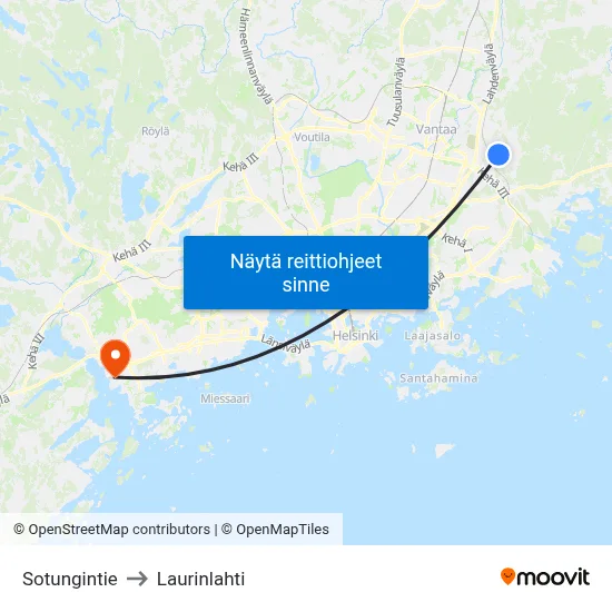 Sotungintie to Laurinlahti map