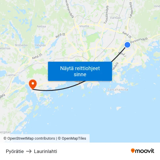 Pyörätie to Laurinlahti map