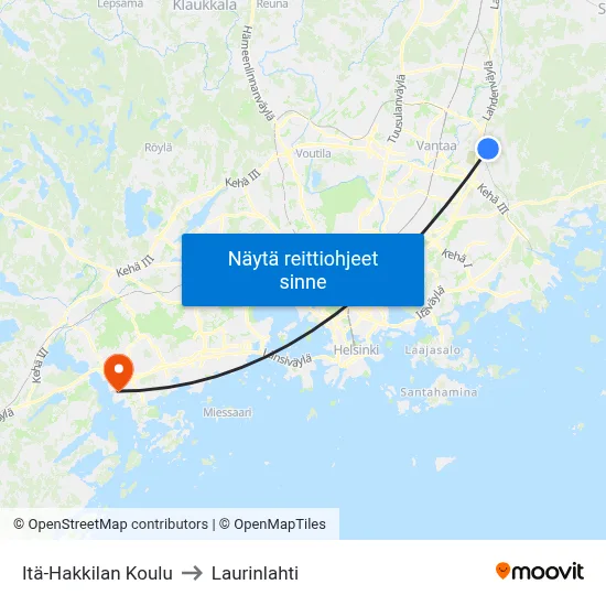 Itä-Hakkilan Koulu to Laurinlahti map