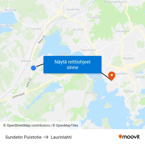 Sundetin Puistotie to Laurinlahti map