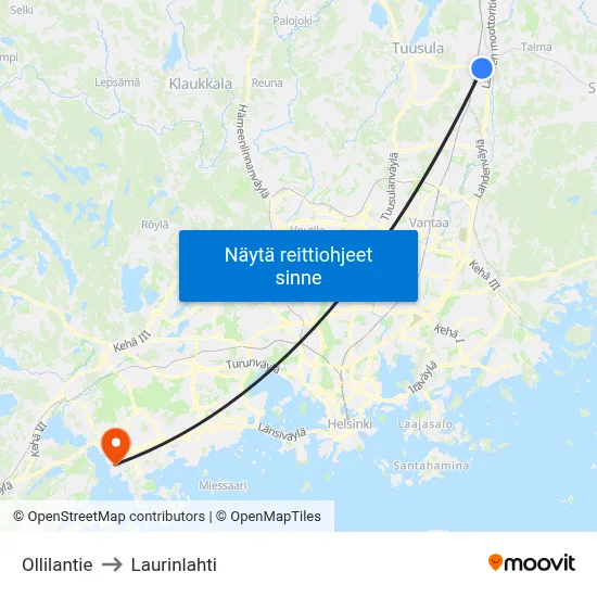 Ollilantie to Laurinlahti map