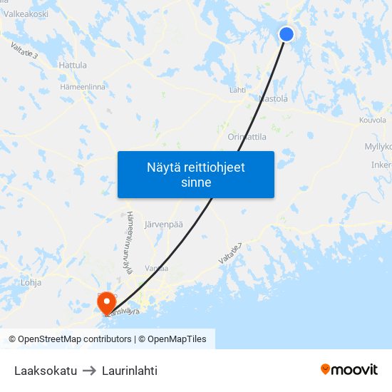 Laaksokatu to Laurinlahti map