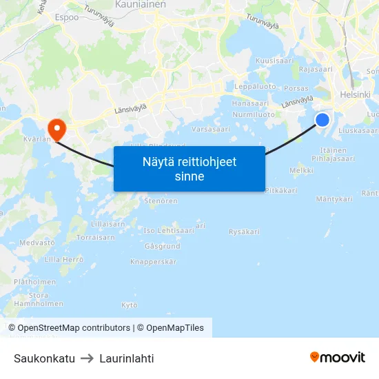 Saukonkatu to Laurinlahti map