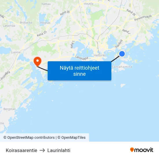 Koirasaarentie to Laurinlahti map