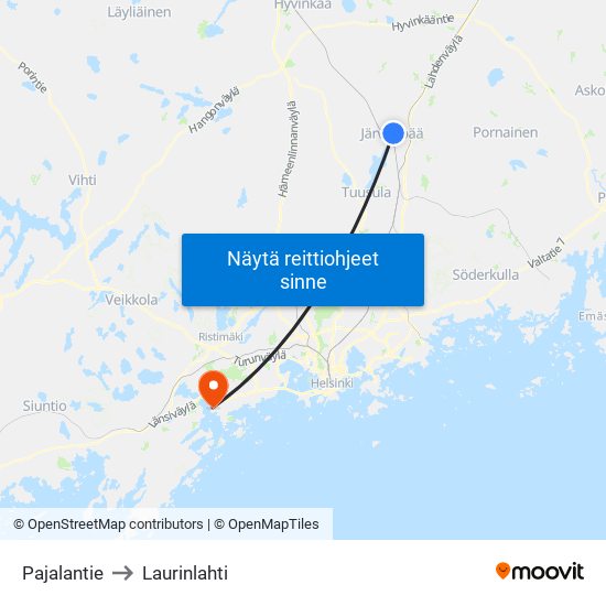 Pajalantie to Laurinlahti map