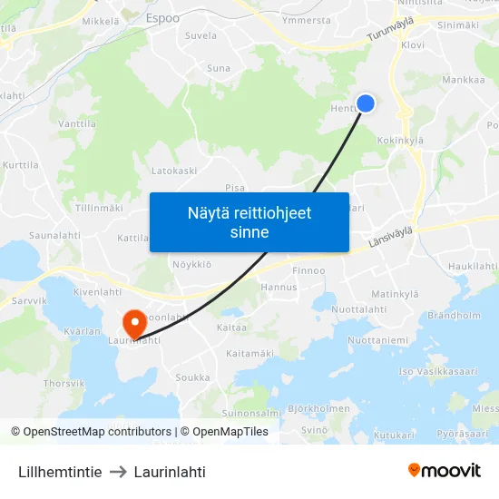 Lillhemtintie to Laurinlahti map