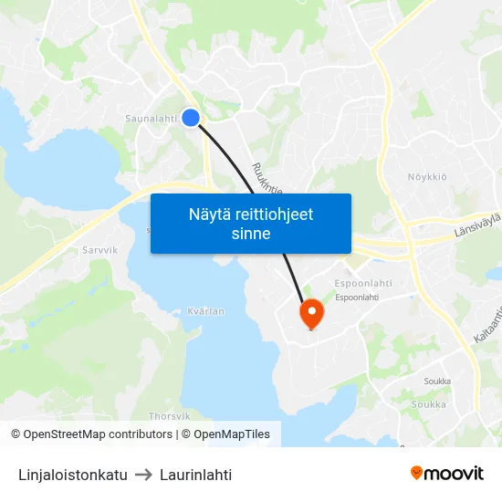 Linjaloistonkatu to Laurinlahti map