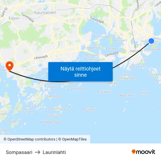 Sompasaari to Laurinlahti map