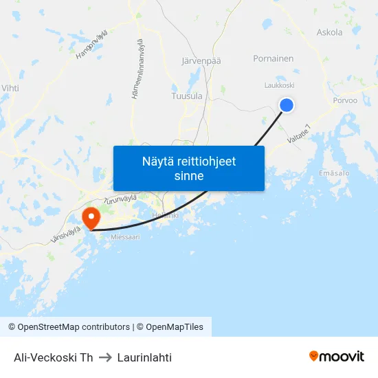 Ali-Veckoski Th to Laurinlahti map