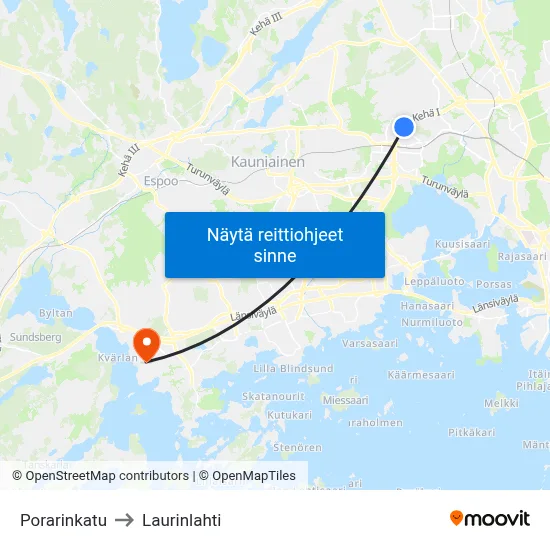Porarinkatu to Laurinlahti map