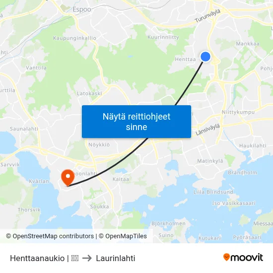 Henttaanaukio | 🏫🌳 to Laurinlahti map
