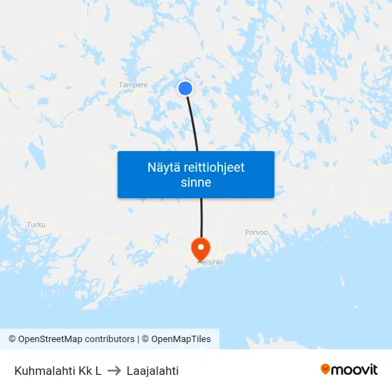Kuhmalahti Kk L to Laajalahti map