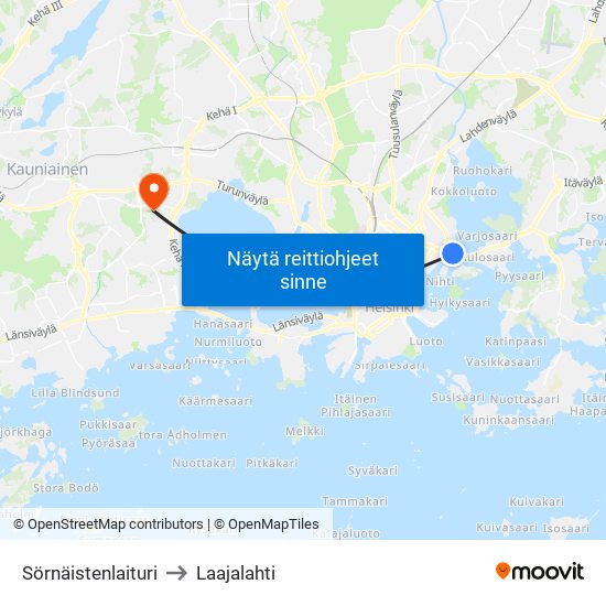 Sörnäistenlaituri to Laajalahti map
