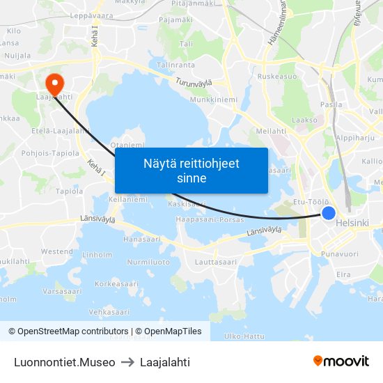 Luonnontiet.Museo to Laajalahti map
