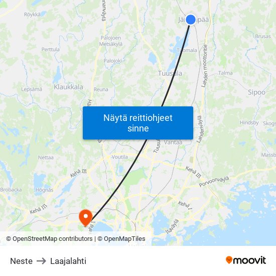 Neste to Laajalahti map