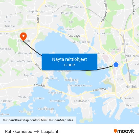 Ratikkamuseo to Laajalahti map