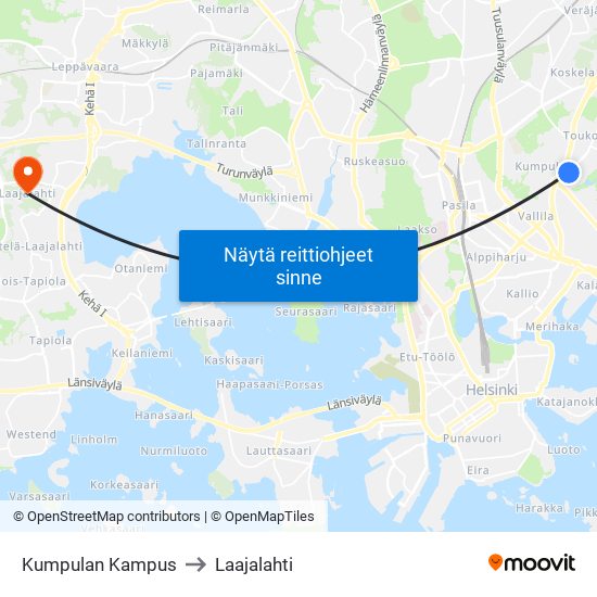 Kumpulan Kampus to Laajalahti map