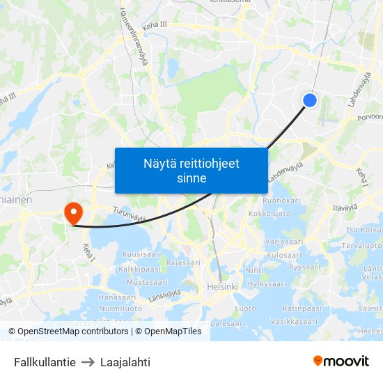 Fallkullantie to Laajalahti map