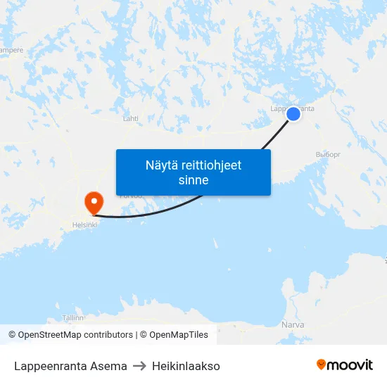 Lappeenranta Asema to Heikinlaakso map