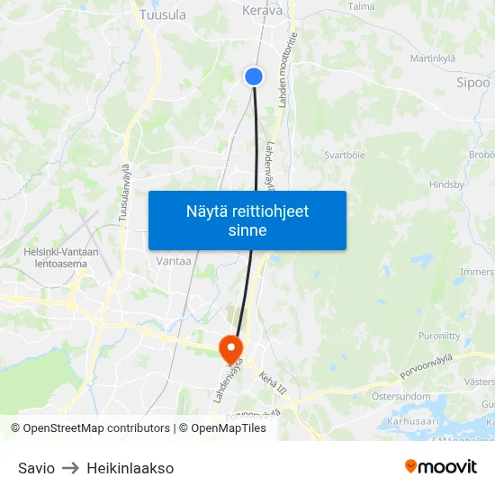 Savio to Heikinlaakso map