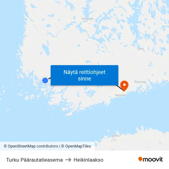 Turku Päärautatieasema to Heikinlaakso map
