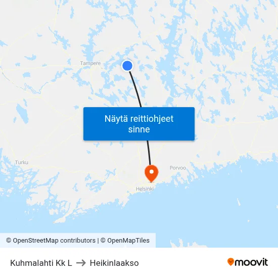 Kuhmalahti Kk L to Heikinlaakso map