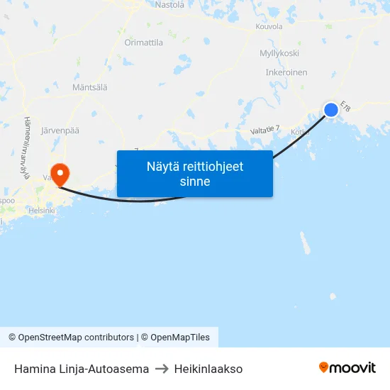 Hamina Linja-Autoasema to Heikinlaakso map